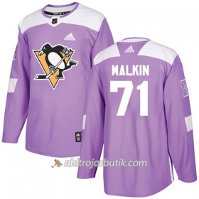 Män Ishockey Pittsburgh Penguins Tröja Evgeni Malkin 71 Adidas 2017-2018 Lila Fights Cancer Practice Authentic